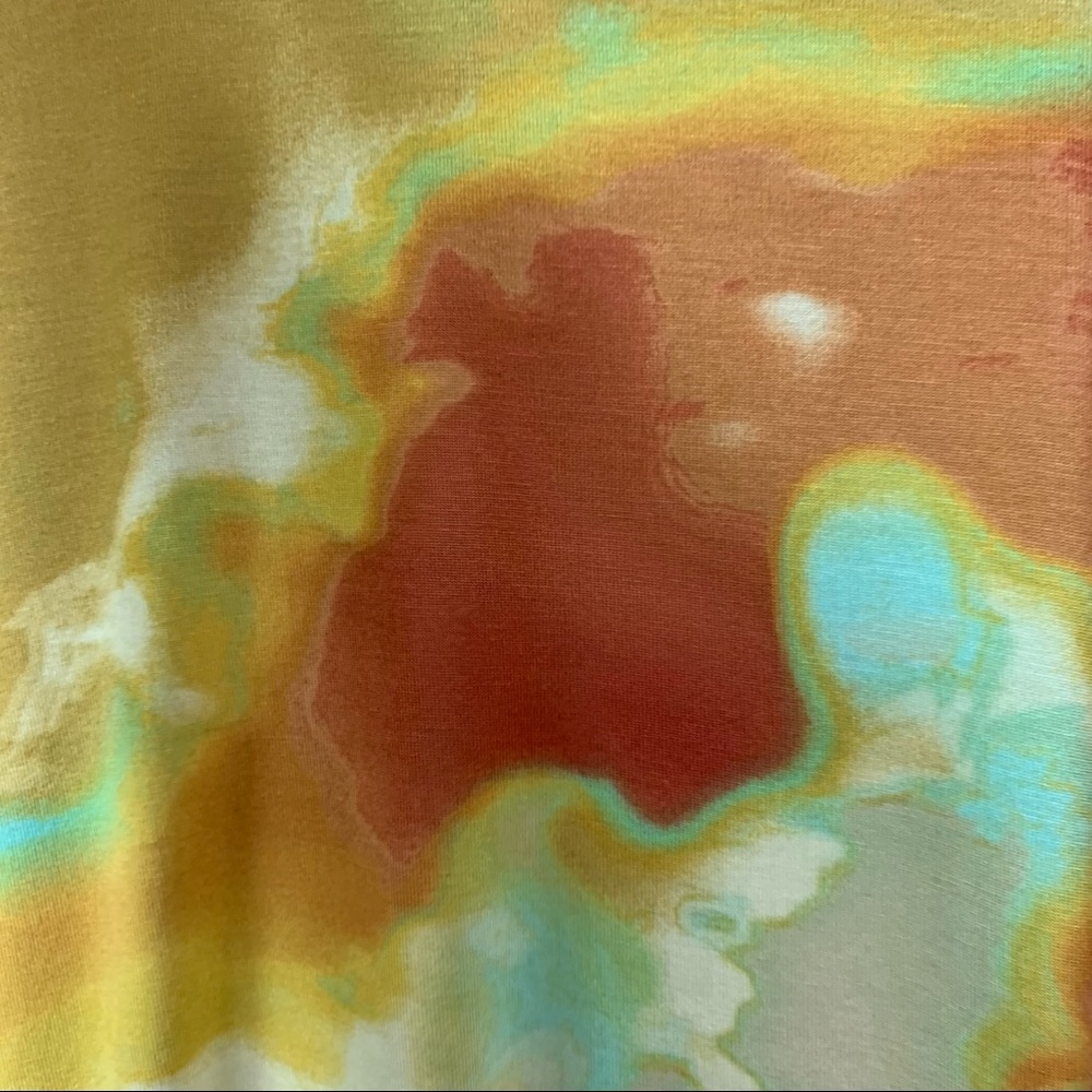 LOGO Lori Goldstein Yellow Tie Dye Draped Long Sleeve Cardigan - Picture 7 of 10